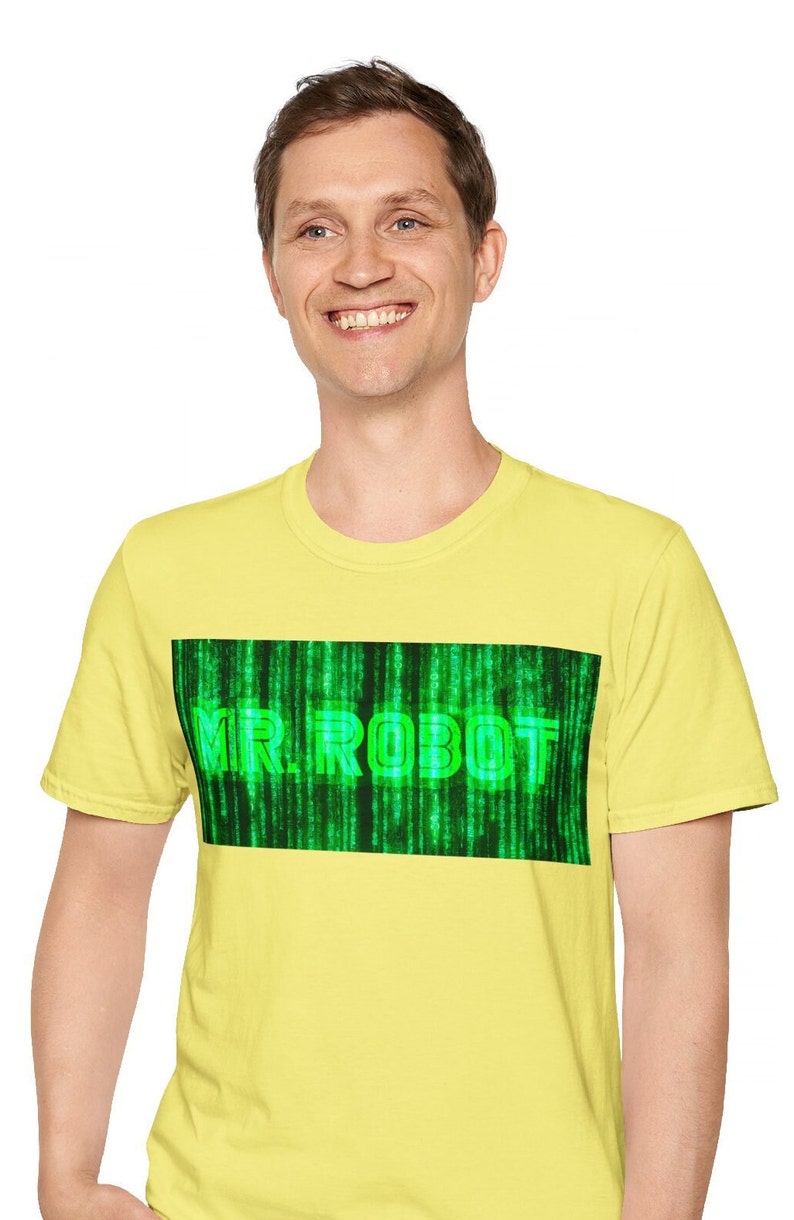 Mr Robot Plus Green Glow Matrix Style Mash-up Tee Shirt, Green Glowing ...