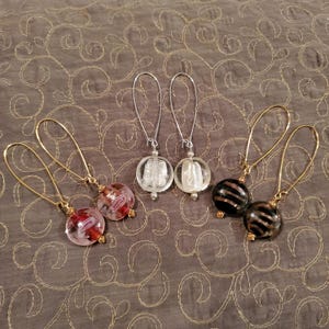 Handmade Lampwork Glass Earrings, gold or silver plated earrings, 3 inch dangle earrings, statement earrings, handmade earrings