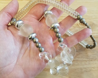 Vintage Clear Plastic Beaded Necklace, 21 inch necklace, chunky necklace, vintage necklace, statement necklace