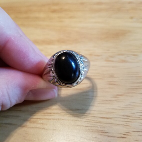 Vintage Faux Onyx Ring, mens ring, size 12.75 rin… - image 2