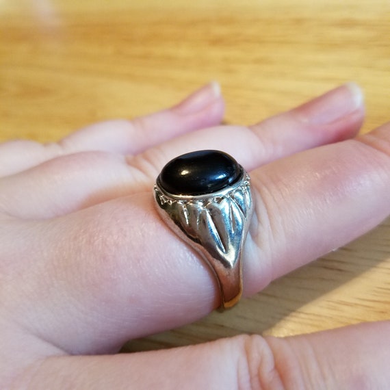 Vintage Faux Onyx Ring, mens ring, size 12.75 rin… - image 3