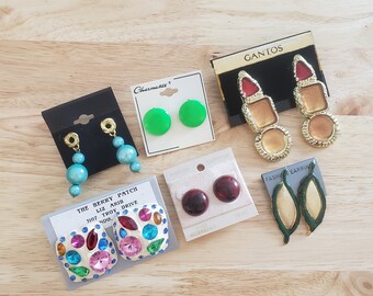 Vintage Earring Lot, six pairs of pierced earrings NWT new with tags, vintage earrings