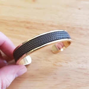 Vintage Cuff Bracelet, gold tone bracelet with brown leather, vintage bracelet statement bracelet