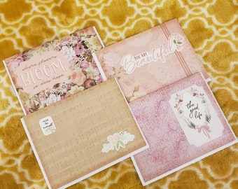 Beautiful Blooms - four handmade greeting cards, blank cards, just because, thinking of you, encouragement cards