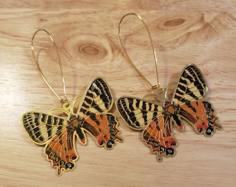 Handmade Enamel Butterfly Earrings, gold plated hooks, statement earrings, handmade earrings