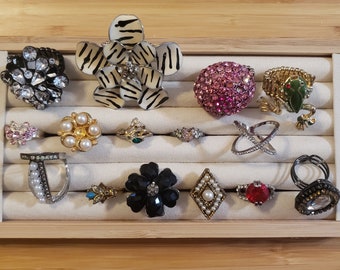 Rhinestone Repair Lot of 15 Rings, vintage and modern assortment no. 7 mixed lot ring lot