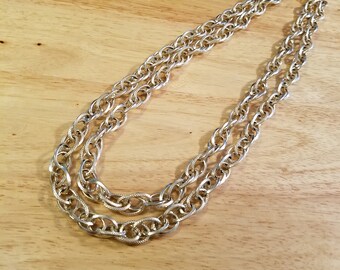 Vintage Gold Tone Chain Necklace, 48 inch necklace, gold tone necklace, chunky necklace, lightweight necklace