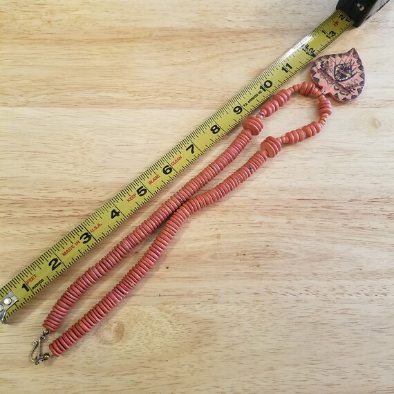 Vintage Orange Wood Necklace with Handpainted Lea… - image 7