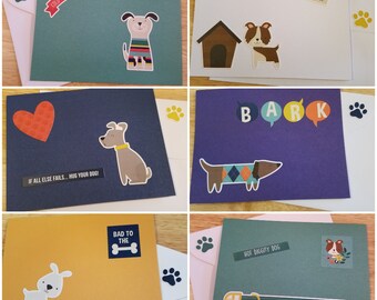 Live, love, bark - Six handmade greeting cards, dog cards, blank cards, just because cards, thinking of you cards