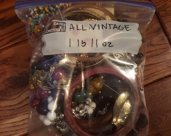 Vintage Jewelry Lot, 1 lb 11 oz vintage jewelry mix, necklaces bracelets earrings brooches and more