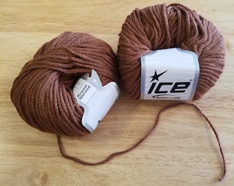 Airwool Worsted Yarn by Ice Yarns, two skeins of wool blend yarn, color 51394 Brown yarn