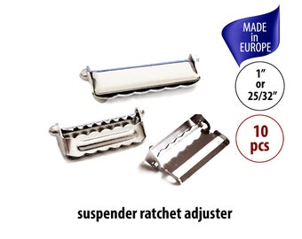 10 Metal Strap Adjusters, Suspender Ratchet Slide Adjusters, Belt Slide Buckles, DIY Suspender Parts, Suspender Hardware, Suspender Supplies