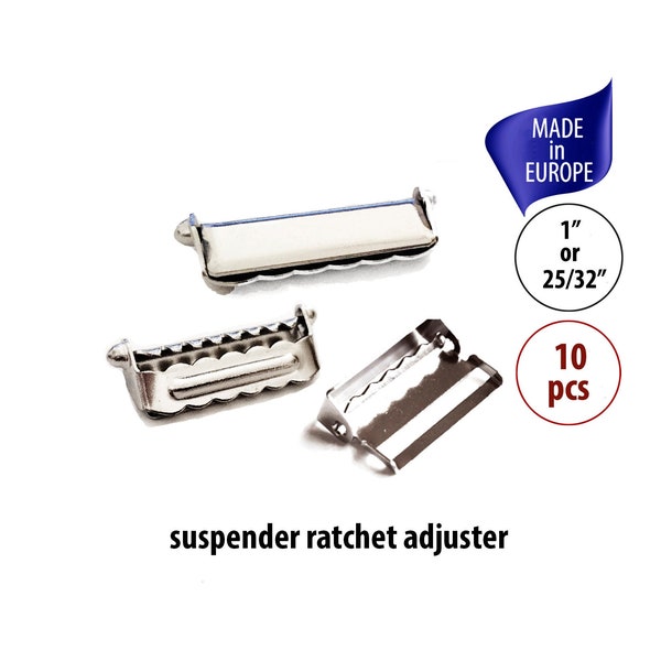 10 Metal Strap Adjusters, Suspender Ratchet Slide Adjusters, Belt Slide Buckles, DIY Suspender Parts, Suspender Hardware, Suspender Supplies