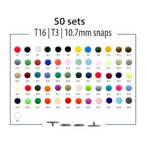50 SETS KAM Snaps Size 16, Small Plastic Snap Buttons T3, Baby Clothes Snaps, Colored Snap Fasteners Poppers, KAM Snaps for Doll Clothing