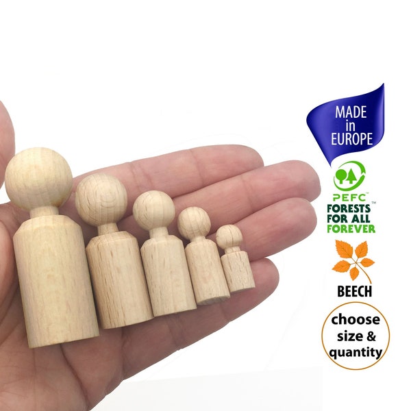 Cylinder Peg Dolls Blanks, Unfinished Wooden Peg Dolls Family, Plain Pegdoll People to Paint for Montessori Play Toys, Nesting Wood People