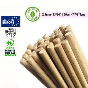 Wooden Dowels Wood Craft Sticks 3mm to 50mm Thick 30cm Length Hardwood Cake  Pins