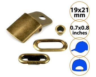 2 Fibbia per cappello da baseball in bronzo con kit di occhielli, berretto da baseball che realizza set di sostituzione per riparazioni hardware, cursore per clip di chiusura per cinturino in ottone antico