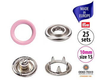 25 jeux de boutons-pression PRYM rose layette pour vêtements de bébé, boutons-pression en jersey taille 15, boutons-pression à griffes pour vêtements, boutons-pression en métal sans couture