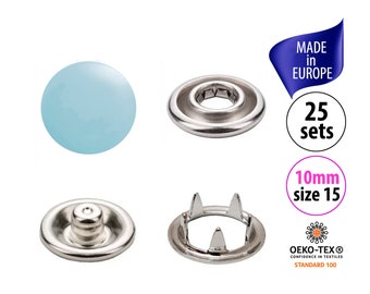 25 Blue Metal Snaps Size 15 Snaps for Baby Clothes, 10mm ap Colored Snap Buttons, Gripper Snaps, Clothing Press Studs, No Sew Snap Poppers