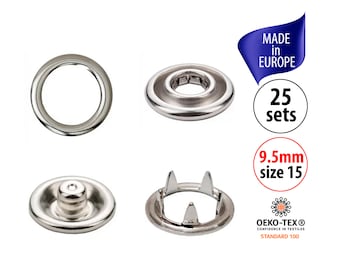 Premium Snap Buttons, Easy to Operate 100 Sets Five Prong Buckles