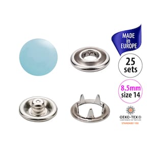 25 Small Snaps Size 14, Baby Clothes Snaps 8.5mm, Cap Gripper Snaps Pack, Doll Clothing Metal Snap Buttons, No Sew Colour Snap Fasteners