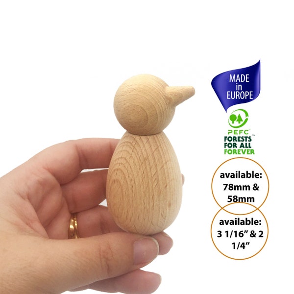 Mood Bird Peg Dolls, Snowman Peg Doll, Chubby Bird Blank Wooden Peg Dolls Ready to Paint, Decorative Mood Changing Pegdoll, Pretend Play