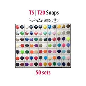 50 SETS Wide Range T5 KAM Snaps Size 20 Colors, Plastic Snaps for Baby Clothes, Glossy Snap Buttons for Clothing, Cloth Diapers, Bibs