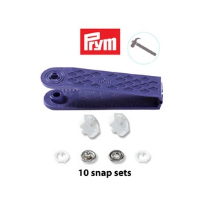 1 PRYM 10mm White Snap Setter Tool Kit with 10 Snap Sets, Metal Snaps Tool, Snapsetter, Hand Snap On Tool, Jersey Prong Snap Setting Kit