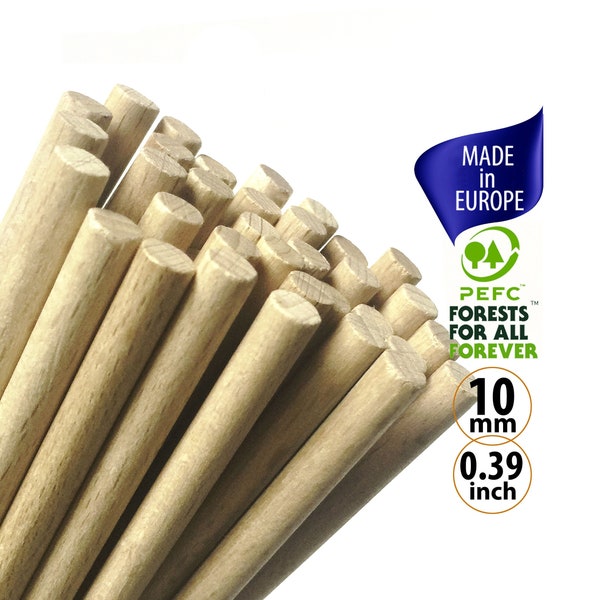 5 Wood Dowel 10mm Thick, Macrame Craft Sticks, Small Beech Hardwood Dowel Rod, Wood Dowels for DIY Cake Decor,  Wall Hanging, Wands, Mobile