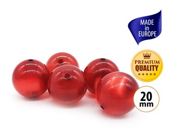 5 perline di gomma da masticare di qualità premium da 20 mm, perline acriliche Polaris, perline di occhio di gatto grandi, perline di resina grossa rossa, perline di gomma da masticare, perline di perle grandi