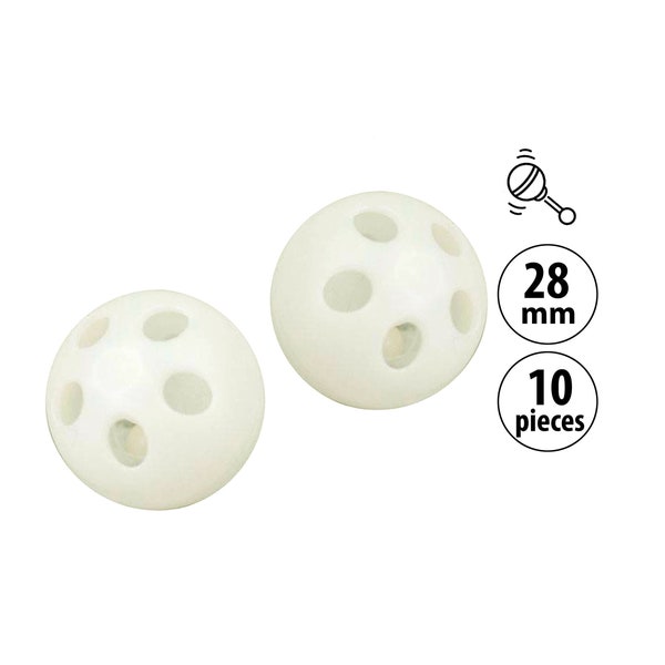 10 Rattle Insert for Toys, Plastic Rattle Ball 28mm, Rattle Inserts for Crochet, Pet Toys, Inside Noise Maker, Replacement Toy Parts