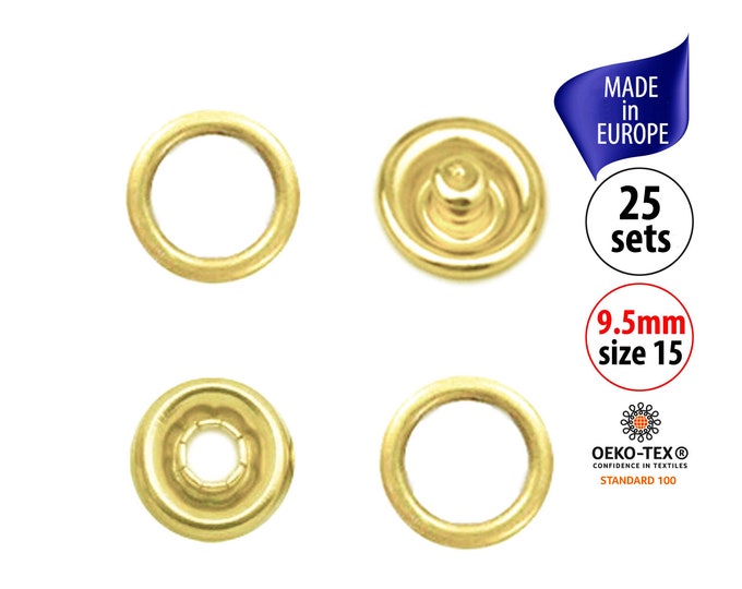 25 Pale Gold Snaps for Baby Clothes 9.5mm Brass Metal Snap Etsy