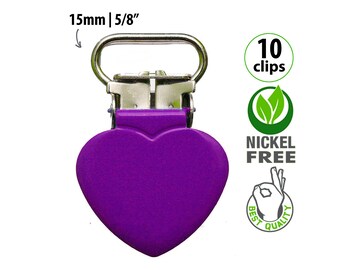 10 petites attache-sucettes en forme de coeur pour cordon en macramé, matériel de clips de jarretelles en métal, attaches tétines à fabriquer, attache-tétines DIY, attache-tétine