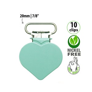 10 Große Herz Schnullerclips, Metall-Hosenträgerclips, Mint-Schnullerclips in loser Schüttung, Schnullerclips DIY, Schnullerclips, Hosenträgerteile