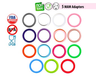 10 Silicone O Rings, Button Style Pacifier Adapters, Silicone Ring Attach for Pacifiers, Dummy Ring Loop, Food Grade O-Ring, Soothie Adapter