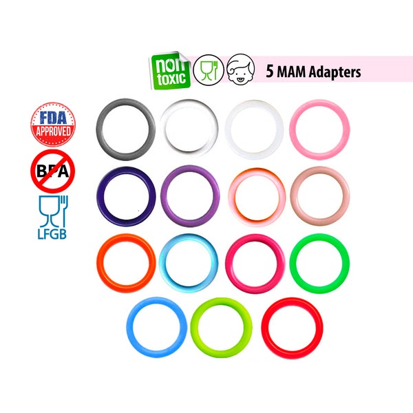 10 Silicone O Rings, Button Style Pacifier Adapters, Silicone Ring Attach for Pacifiers, Dummy Ring Loop, Food Grade O-Ring, Soothie Adapter