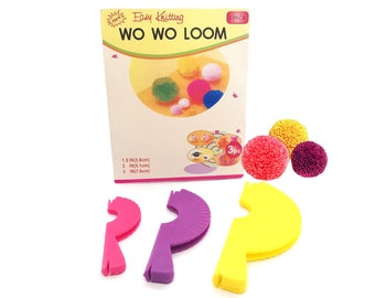 1 outil de fabrication de pompons, kit de fabrication de pompons de plusieurs tailles, jeu de boules de pompons en fil fendu à faire soi-même avec instructions en anglais, espagnol et français