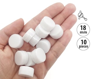 10 Small Disc Rattle Inserts for Pet Toys, 18mm Rattle Noise Making Box for Amigurumi Crochet Toys, White Plastic Noisemakers Parts