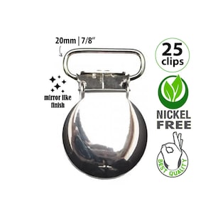 25 ronde metalen fopspeenclips BULK, zilveren metalen fopspeenclips 7/8&quot;, jarretelclips Groothandel hardware, paci-clip bulk, fopspeenbenodigdheden