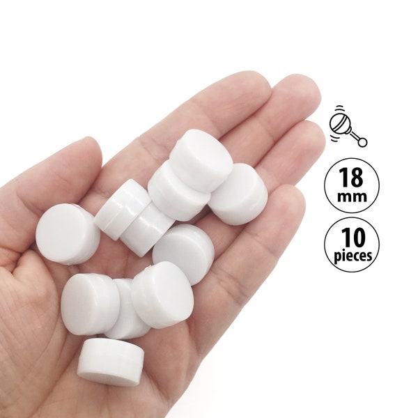 10 Small Disc Rattle Inserts for Pet Toys, 18mm Rattle Noise Making Box for Amigurumi Crochet Toys, White Plastic Noisemakers Parts