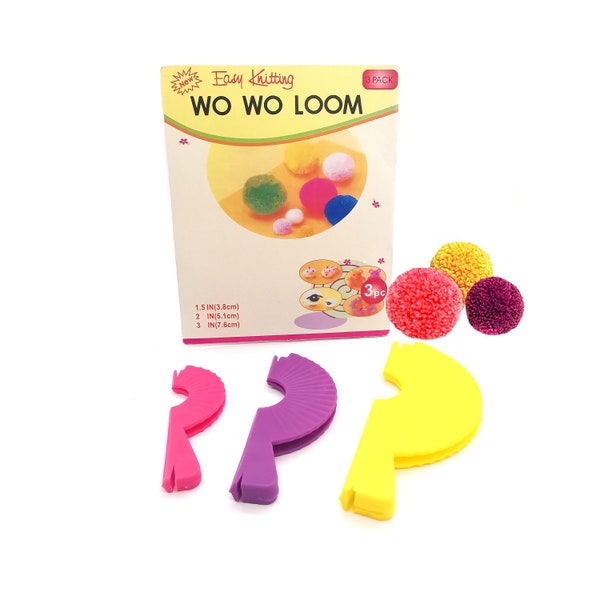1 Pom Pom Maker Werkzeug, Pompom Maker Kit für mehrere Größen, DIY Split Garn Pom Pom Balls Set mit Anleitung in Englisch, Spanisch und Französisch