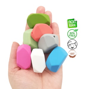 4つの焦点シリコンビーズ、シリコンビーズネックレス用の軽量ビーズ、感覚遊び用大型宝石チュービーズ、噛む大きなチャンキーシリコンビーズ