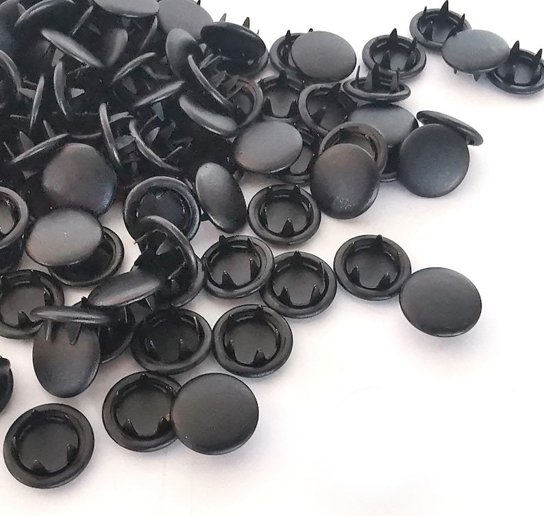 25 Sets Matte Black Snap Buttons Size 15, Metal Snaps for Clothing, 9.5mm Prong Cap Snap Fasteners, No Sew Gripper Snaps, Baby Clothes Snaps image 6