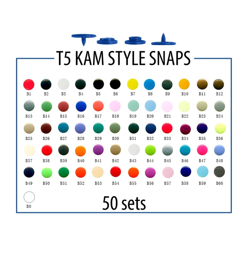 KAM Snaps 50 SETS Plastic Snap Buttons T5 Size 20 Baby Etsy