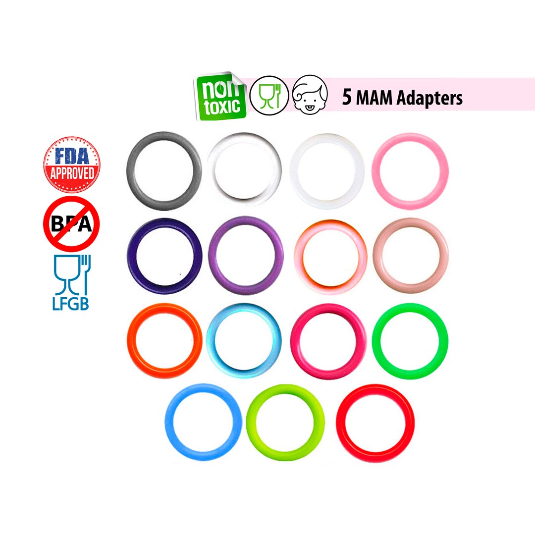 10 Silicone O Rings, Button Style Pacifier Adapters, Silicone Ring Attach for Pacifiers, Dummy