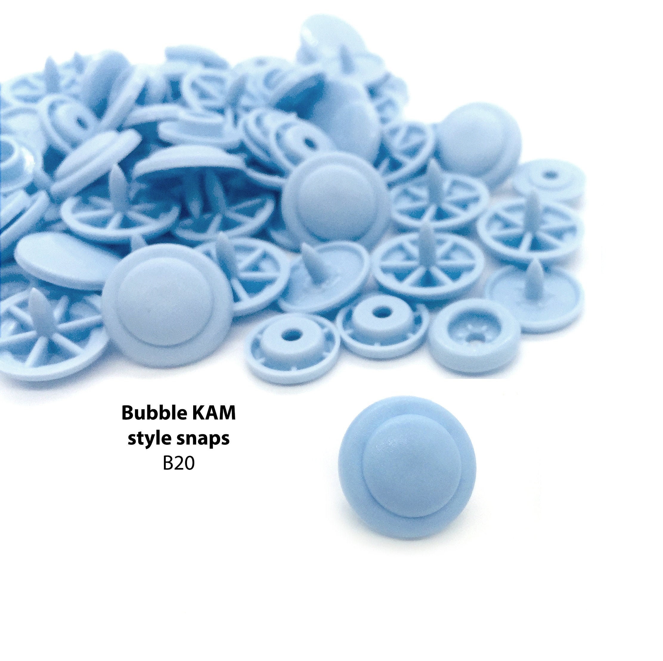 KAM Snaps - B20 Pastel Blue KAM Plastic Snaps No Sew  Button/Diapers/Bibs/Sewing