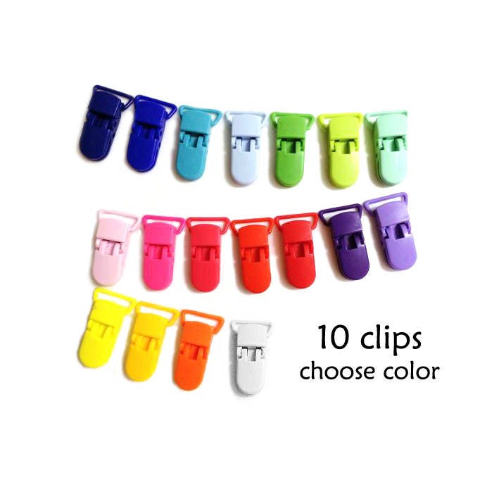 10 KAM Pacifier Clips 7/8, Plastic Pacifier Clip, DIY Dummy Clip