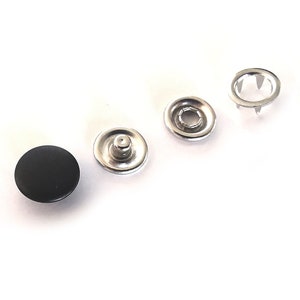 25 Sets Matte Black Snap Buttons Size 15, Metal Snaps for Clothing, 9.5mm Prong Cap Snap Fasteners, No Sew Gripper Snaps, Baby Clothes Snaps image 3