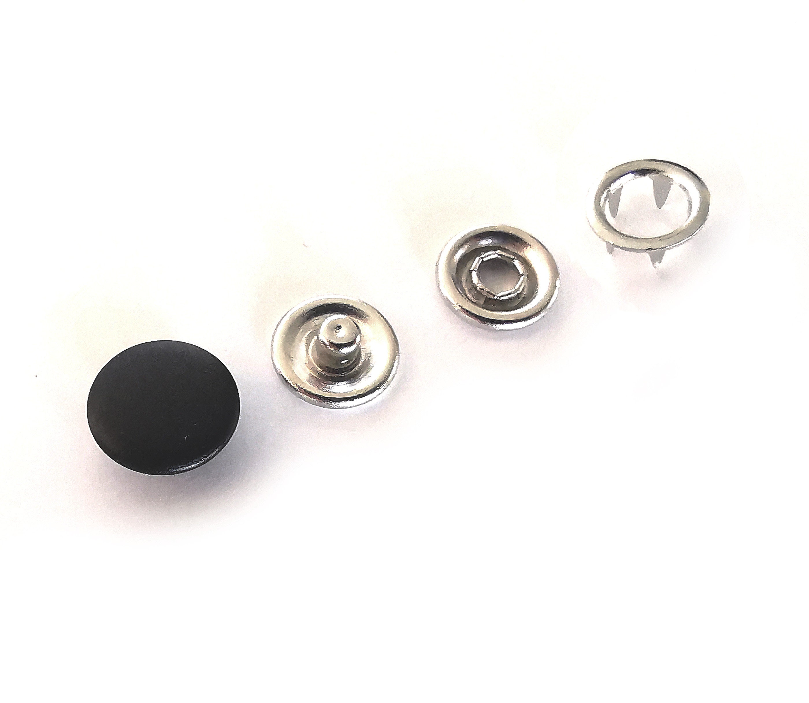 25 Sets Matte Black Snap Buttons Size 15, Metal Snaps for Clothing, 9.5mm  Prong Cap Snap Fasteners, No Sew Gripper Snaps, Baby Clothes Snaps 