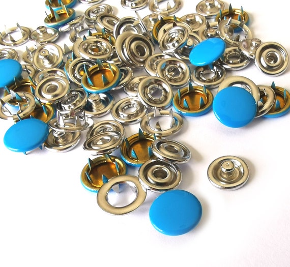 20 Blue Metal Snaps Size 15 and Dies, 10.5mm Clothing Snap Pack